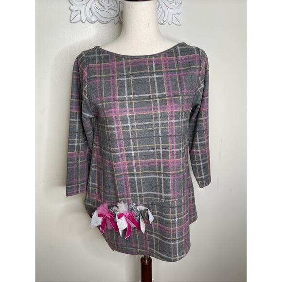 MAMATAYOE size M Flannel Tunic 3/4 Sleeves Designed in Spain Made in Portugal - Picture 12 of 15